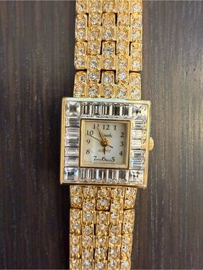 Gold Crystal Square Face Women's Quartz Watch